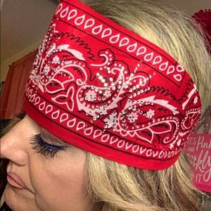 BLING red bandana biker headband head wrap